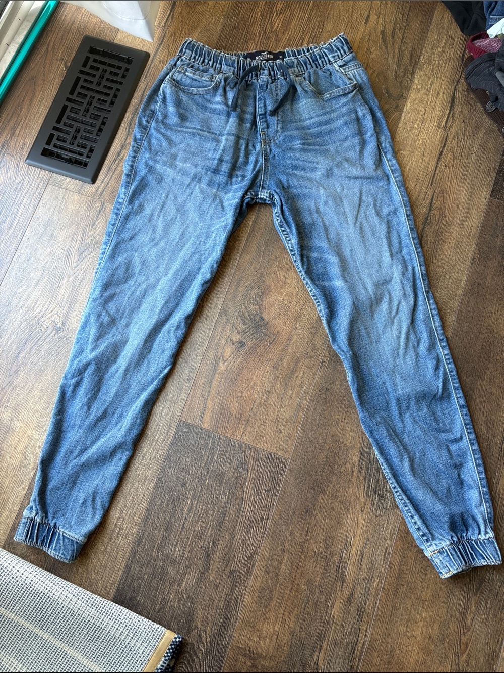Men's Elastic Waist Denim Jogger Jeans - Blue